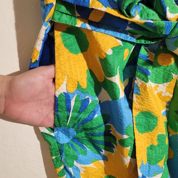 J Crew G4334 EUC sz 12P Tie Waist Puckered Morning Floral Pencil Bow Front Skirt - Picture 5 of 11